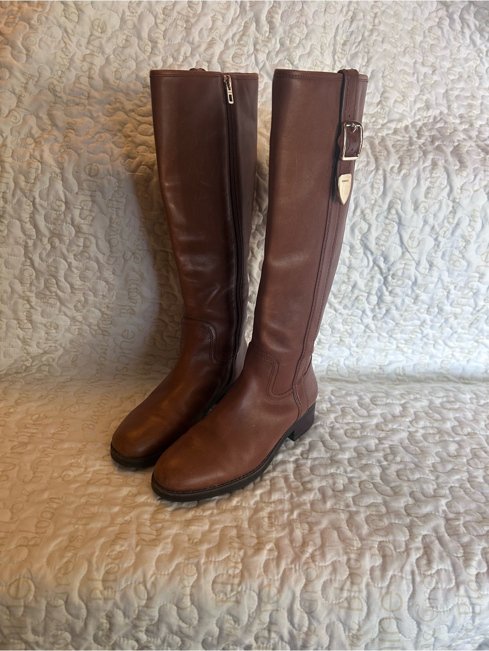 Coach Tall Leather Riding Boots in Chestnut Brown